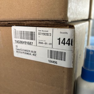lot 132 image: MSRP $500  2 Cases (48 each per case) NEW Medline 4 fl oz. Aloe Vesta No-Rinse CHG Compatible PerinealSkin Cleanser with Hydrolyzed Collagen & a Natural Botanical - Expiration 144 yep that is not a typo