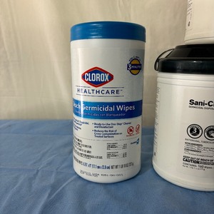 lot 143 image: Lot of 7 Mixed Brand Germicidal Sanitizing Multi-Surface Disposable Wipes