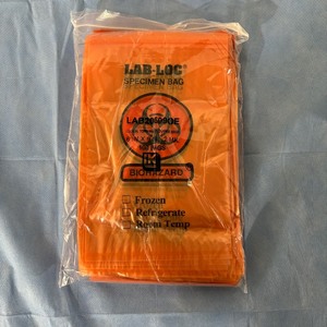 lot 150 image: 1 Case (1000 each) NEW LK Packaging LAB20609OE 6 x 9 Lab-Loc Seal-Top Biohazard Medical Specimen Bag - Orange (open box)