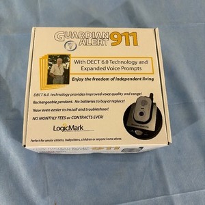 lot 174 image: LogicMark Guardian Alert 911 with DECT 6.0 Technology and Expanded Voice Prompts and Carry Bags - In Great Condition