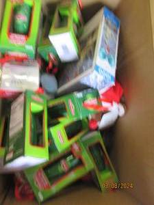 box of new christmas decorations...