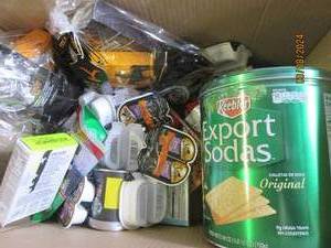 box of cat food crackers and more...