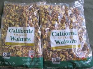 2 bags of california shelled walnuts 16 oz per bag
