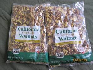 2 bags of california shelled walnuts 16 oz per bag