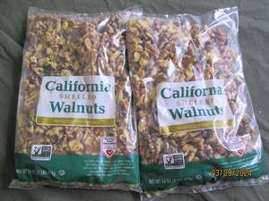 2 bags of california shelled walnuts 16 oz per bag
