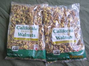 2 bags of california shelled walnuts 16 oz per bag