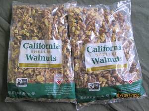 2 bags of california shelled walnuts 16 oz per bag