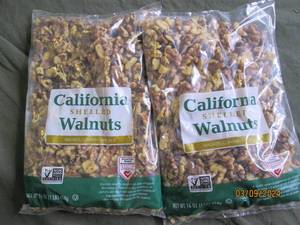 2 bags of california shelled walnuts 16 oz per bag