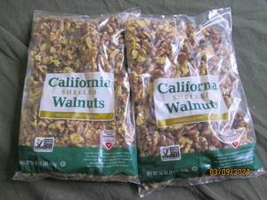 2 bags of california shelled walnuts 16 oz per bag