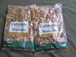 2 bags of california shelled walnuts 16 oz per bag