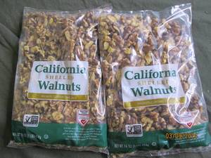 2 bags of california shelled walnuts 16 oz per bag
