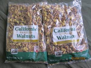 2 bags of california shelled walnuts 16 oz per bag