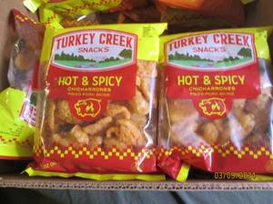 122 oz packages of turkey creek hot and spicy chicharrones past best buy datte