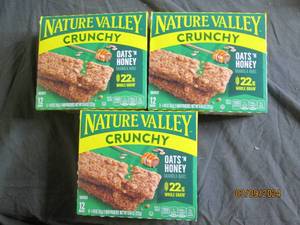 3 boxes of nature valley chewy granola bars oats and honey 61.2 oz bars per box best buy date of feb 2024