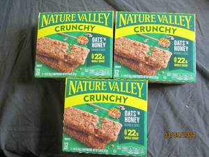 3 boxes of nature valley chewy granola bars oats and honey 61.2 oz bars per box best buy date of feb 2024