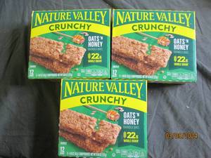 3 boxes of nature valley chewy granola bars oats and honey 61.2 oz bars per box best buy date of feb 2024