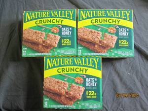 3 boxes of nature valley chewy granola bars oats and honey 61.2 oz bars per box best buy date of feb 2024