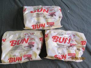 3 bags of bun maple vanilla candy 9 oz best buy date of feb 2024