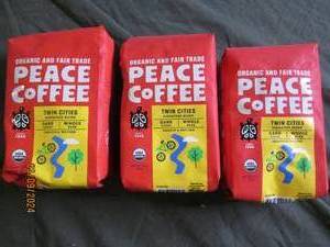 3 bags of peace coffee 12 oz bags dark roast whole bean best buy date of nov 2023