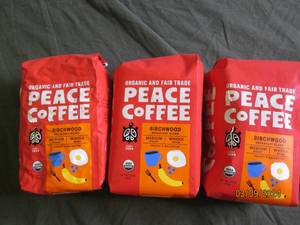 3 bags of peace coffee 12 oz bags birchwood medium roast whole bean best buy date of october 2023