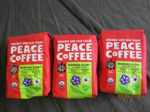 3 bags of peace coffee 12 oz bags morning glory light roast whole bean best buy date of december 2023