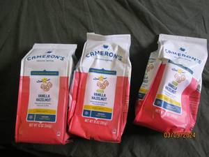 3 bags of camerons vanilla hazelnut coffee 10 oz bags best buy date of 102023
