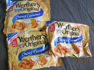 3 10.8 oz bags of werthers original chewy caramels best buy date of 8 2024