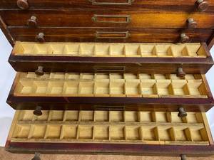 lot 122 image: Vintage K.K. Wooden Nine Drawer Typesetter Case