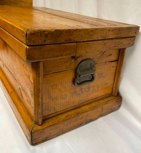 lot 190 image: Rustic Vintage Wooden Trunk with Metal Handles