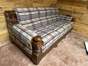 lot 194 image: Wooden Rustic Style Upholstered Couch