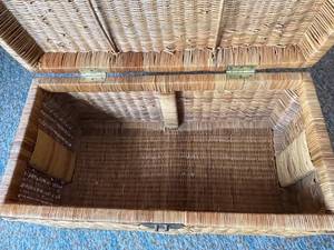 lot 223 image: Large Wicker Storage Bin with Brass Accents