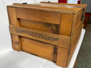 lot 247 image: Burpee Seeds Wooden Decorative Crate with Removable Drawer