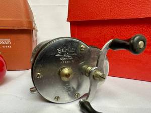 lot 291 image: Two Vintage Tackle Boxes and a Bal-Chi Reel Model B