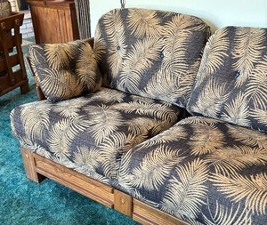 lot 7 image: Wooden Framed Sofa  Couch