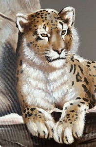 lot 9 image: Large Original Framed Mid Century Tiger Painting