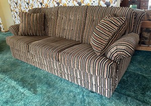 lot 100A image: Sensational Striped Hide A Bed Sleeper Sofa  Couch