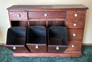 lot 20 image: Antique Kitchen Pantry Flour Bin Cabinet