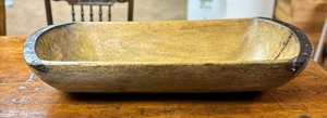 lot 37 image: Primitive Wooden Bowl with Metal Accents