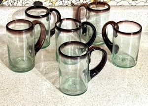 lot 236 image: Set of Six Hand Blown Glass Mugs