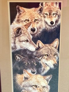 lot 249 image: Judi Rideout Wolf Pack Framed Art Print