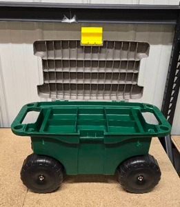 lot 12 image: Nature Spring Rolling Garden Cart with seat - Green