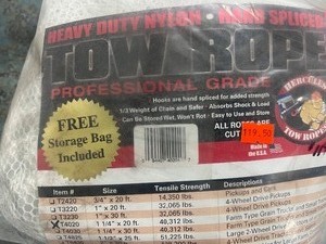 1-14 X 20 TOW ROPE HEAVY DUTY NYLON