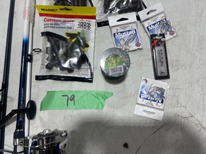 Cat fishermans lot two rods reels, catfish, bait, hooks, & line