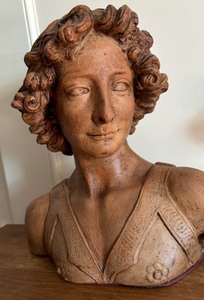 lot 13 image: Impruneta, Italy Terracotta Andrea Del Verrocchios David Head