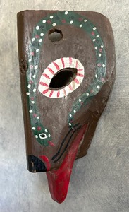 lot 29 image: Vintage Wooden Animal Motif Tribal Mask from Mexico