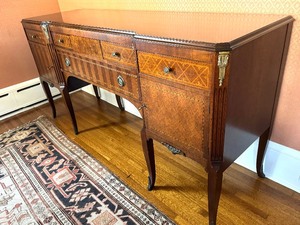 lot 5 image: Antique Tulip and Satinwood Buffet  Console Table
