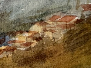 lot 56 image: Original Watercolor Painting by Cy DeCosse  View of Tuscan Hills Outside Galluzzo.