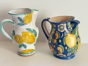 lot 30 image: Two Decorative Italian Florentine Pottery Pitchers
