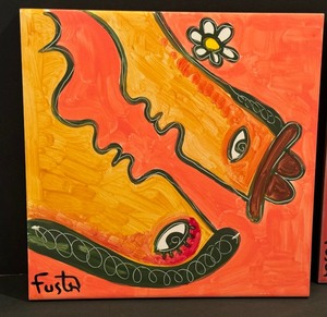 lot 106 image: Two Hand Painted Colorful Tiles by Jose Fuster