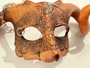 lot 89 image: Handcrafted Leather Mask Necklace by Agostino Dessi
